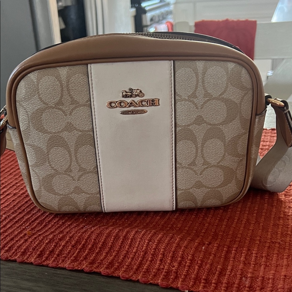 Coach Beige and White Crossbody Bag